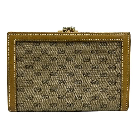 Auth GUCCI Old Gucci/Micro GG - Brown Dark Brown PVC Leather Bifold Wallet - Picture 7 of 9